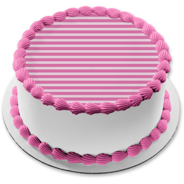 Adorno comestible para tarta con rayas horizontales rosas y moradas, imagen ABPID13314 