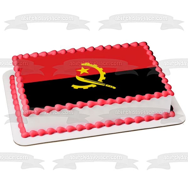 Bandera de Angola Rojo Negro Amarillo Imagen comestible para decoración de tarta ABPID13520 