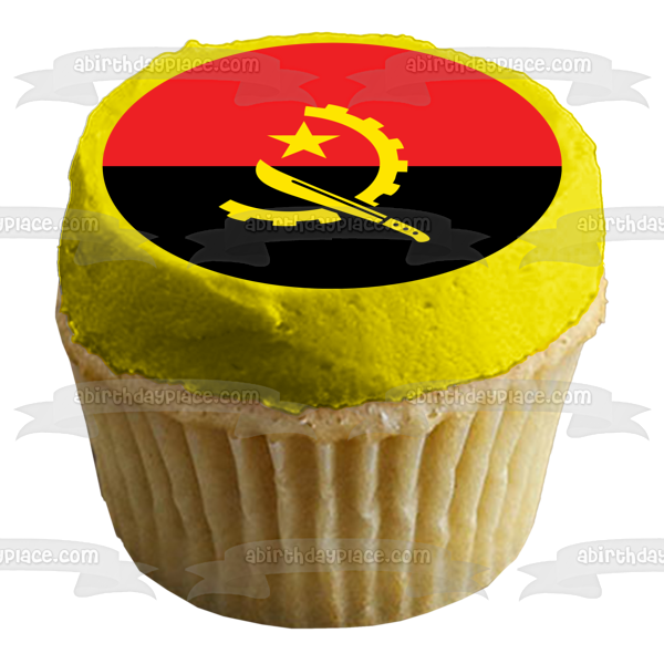 Bandera de Angola Rojo Negro Amarillo Imagen comestible para decoración de tarta ABPID13520 