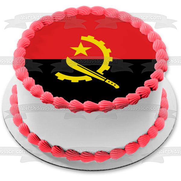 Bandera de Angola Rojo Negro Amarillo Imagen comestible para decoración de tarta ABPID13520 