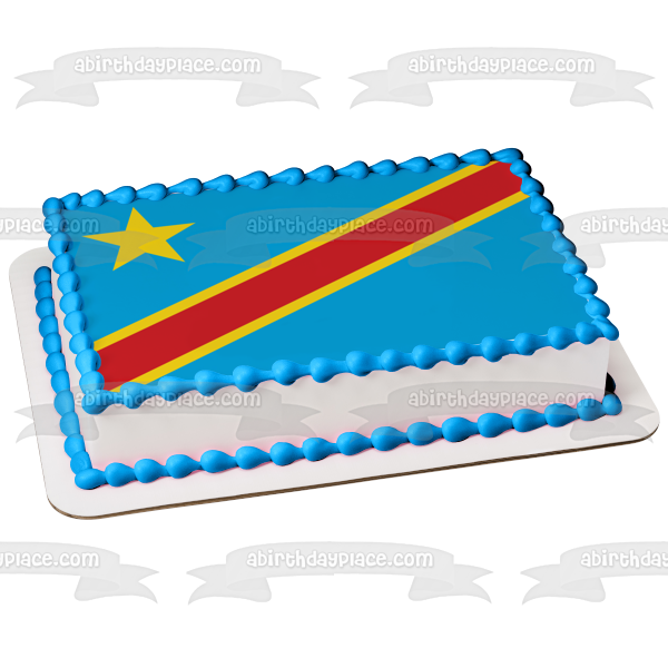 Bandera de la República Democrática del Congo Imagen comestible para decoración de tarta ABPID13333 