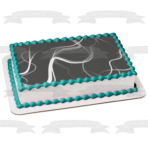 White Swirls Pattern Black Background Edible Cake Topper Image ABPID13351