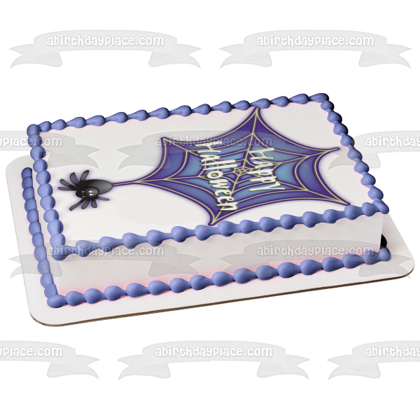 Happy Halloween Spider Web Edible Cake Topper Image ABPID13360