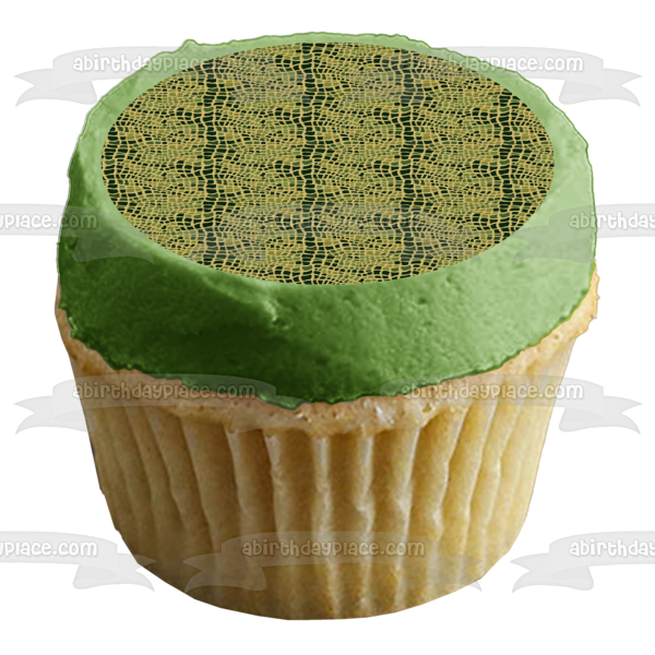 Adorno comestible para tarta con motivo de vidrieras, color verde y marrón, imagen ABPID13361 