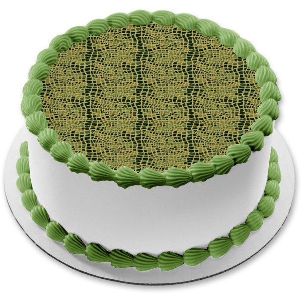 Adorno comestible para tarta con motivo de vidrieras, color verde y marrón, imagen ABPID13361 