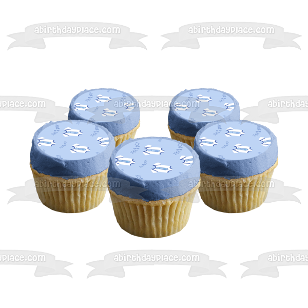 Baby Shower It's a Boy Blue Onesie Blue Background Edible Cake Topper Image ABPID13364