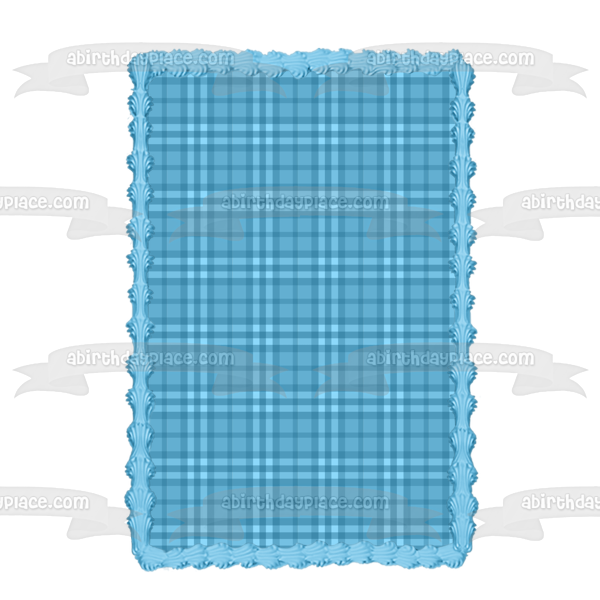 Plaid Pattern Blue Light Blue Edible Cake Topper Image ABPID13367