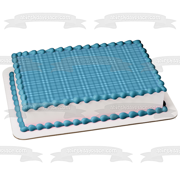 Plaid Pattern Blue Light Blue Edible Cake Topper Image ABPID13367