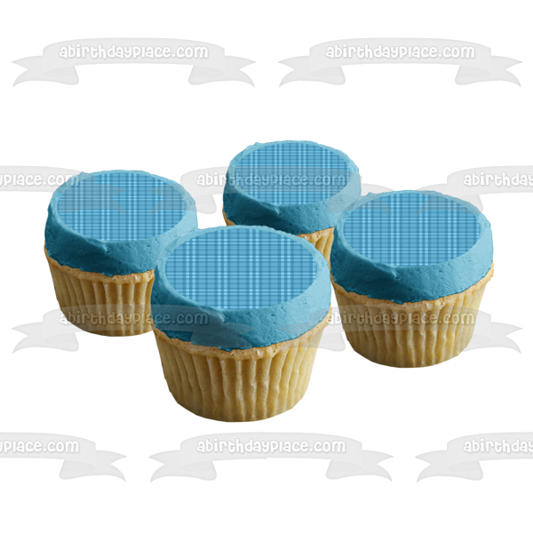 Plaid Pattern Blue Light Blue Edible Cake Topper Image ABPID13367