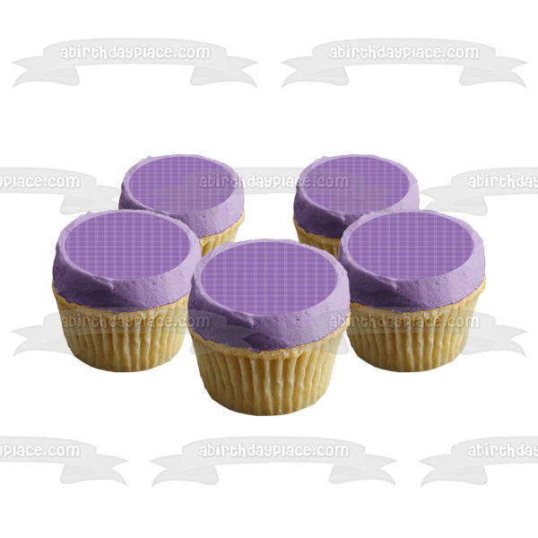 Adorno comestible para tarta con patrón de cuadros, color morado y blanco, imagen ABPID13370 