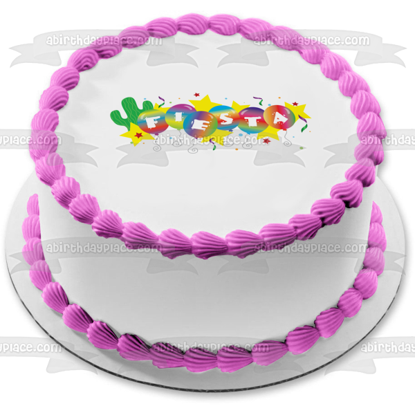 Fiesta Religiosa Festival Cactus Estrellas Globos Imagen comestible para tarta ABPID13373 