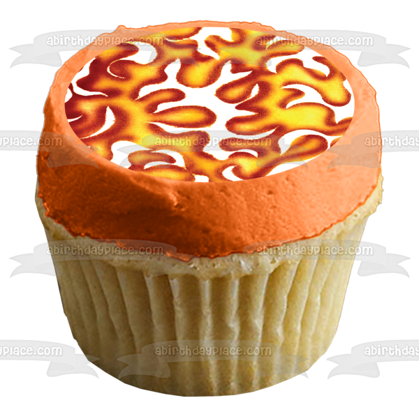 Yellow and Orange Swirls Pattern Edible Cake Topper Image ABPID13374