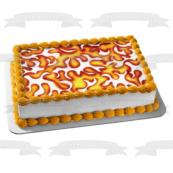 Yellow and Orange Swirls Pattern Edible Cake Topper Image ABPID13374