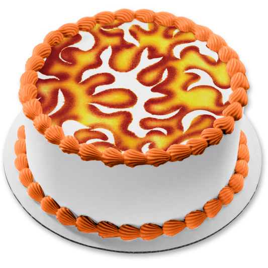 Yellow and Orange Swirls Pattern Edible Cake Topper Image ABPID13374