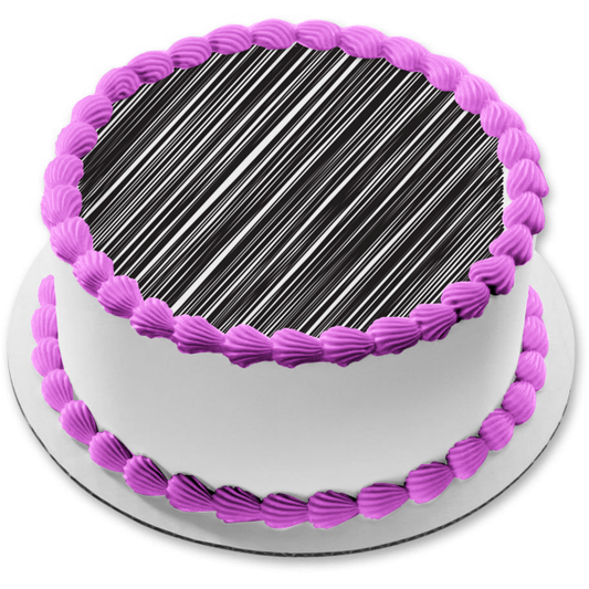 White and Black Diagonal Stripes Pattern Edible Cake Topper Image ABPID13563