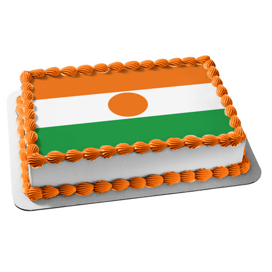 Decoración comestible para tarta con bandera de Níger, color naranja, blanco y verde, imagen ABPID13389 