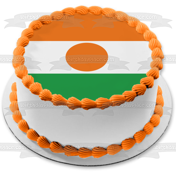 Decoración comestible para tarta con bandera de Níger, color naranja, blanco y verde, imagen ABPID13389 