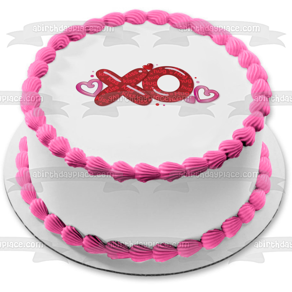 Imagen comestible para decoración de tarta Xo Kiss Hug Hearts ABPID13584 