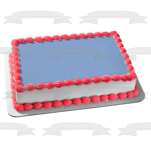 Adorno comestible para tarta con estampado de cuadros azules, imagen ABPID13590 