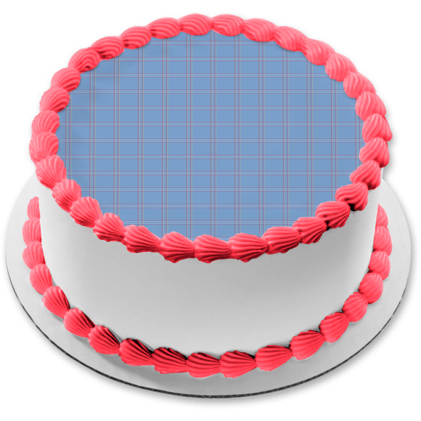 Adorno comestible para tarta con estampado de cuadros azules, imagen ABPID13590 