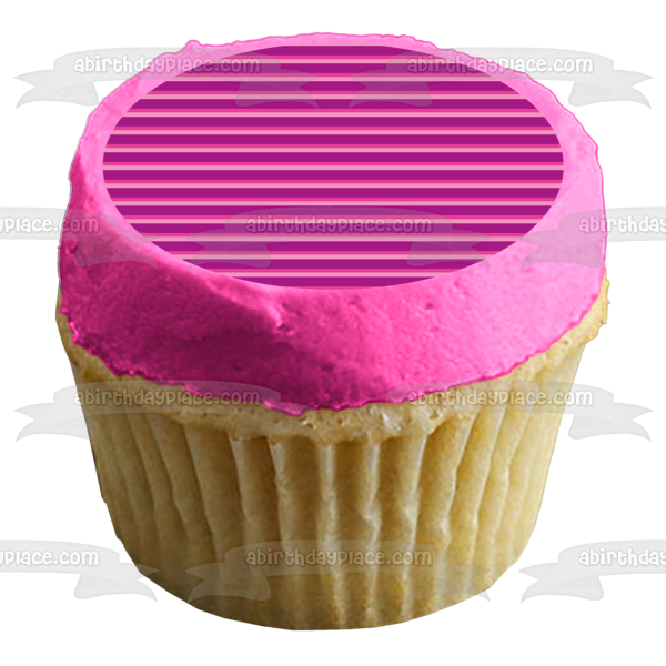 Adorno comestible para tarta con diseño de rayas horizontales, color morado y rosa, imagen ABPID13406 