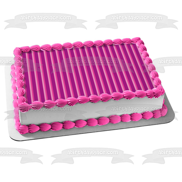 Adorno comestible para tarta con diseño de rayas horizontales, color morado y rosa, imagen ABPID13406 