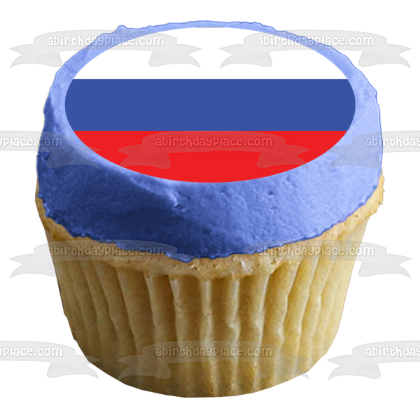 Imagen comestible para tarta con diseño de bandera del zarismo de Rusia, color blanco, azul, rojo, con rayas horizontales, ABPID13407 