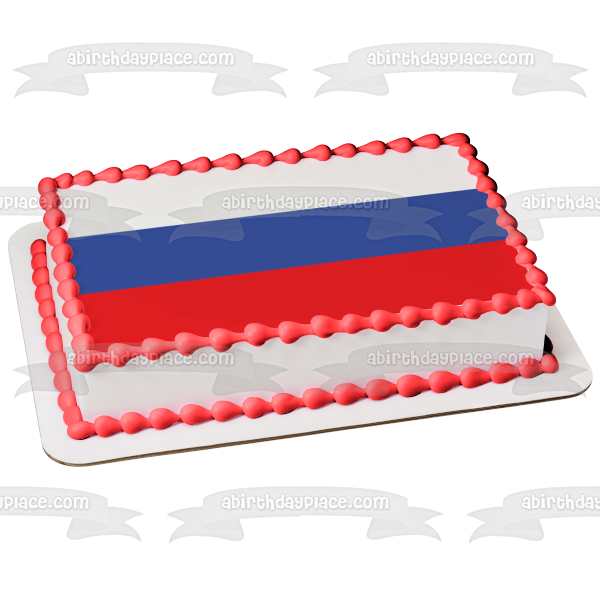 Imagen comestible para tarta con diseño de bandera del zarismo de Rusia, color blanco, azul, rojo, con rayas horizontales, ABPID13407 