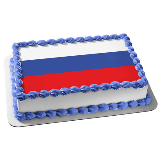 Imagen comestible para tarta con diseño de bandera del zarismo de Rusia, color blanco, azul, rojo, con rayas horizontales, ABPID13407 