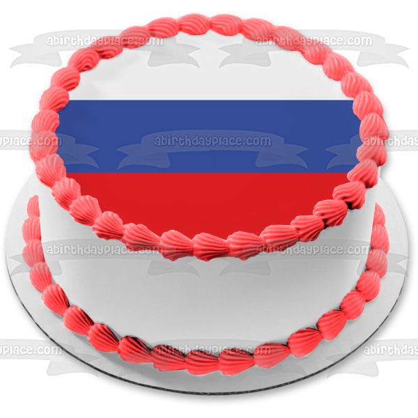 Imagen comestible para tarta con diseño de bandera del zarismo de Rusia, color blanco, azul, rojo, con rayas horizontales, ABPID13407 