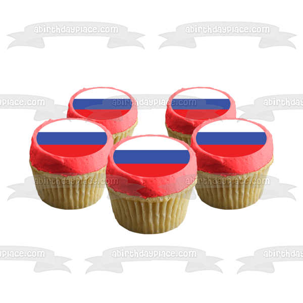 Imagen comestible para tarta con diseño de bandera del zarismo de Rusia, color blanco, azul, rojo, con rayas horizontales, ABPID13407 