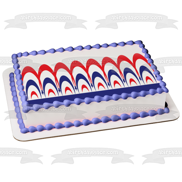 Fourth of July Red White Blue Star Edible Cake Topper Image ABPID13415