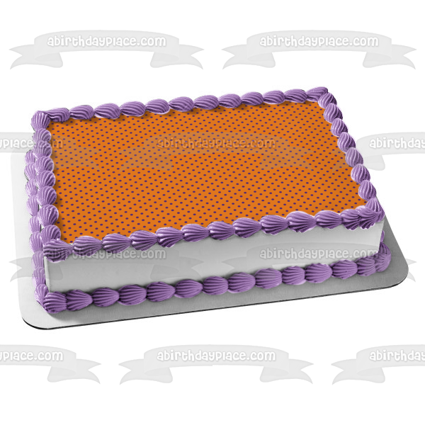 Diagonal Purple Polka Dots Orange Background Edible Cake Topper Image ABPID13418