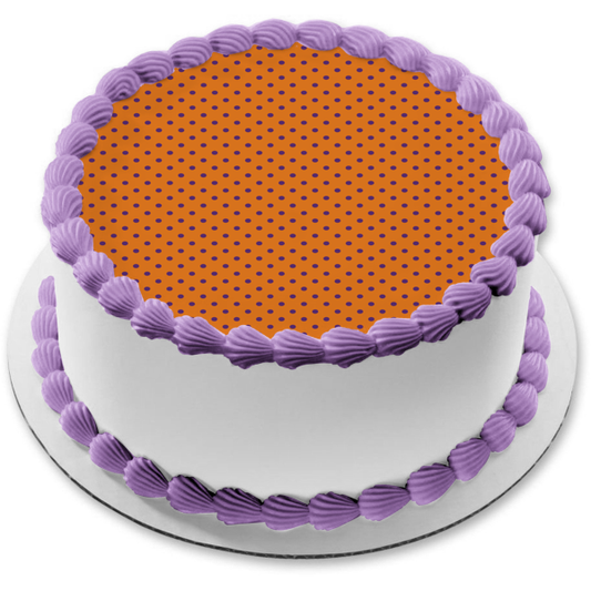 Diagonal Purple Polka Dots Orange Background Edible Cake Topper Image ABPID13418