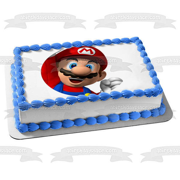 Super Mario Brothers Mario Smiling Edible Cake Topper Image ABPID13645