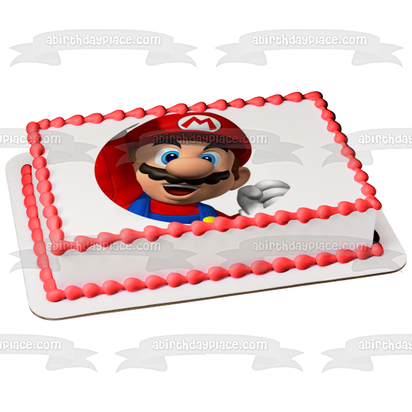 Super Mario Brothers Mario Smiling Edible Cake Topper Image ABPID13645