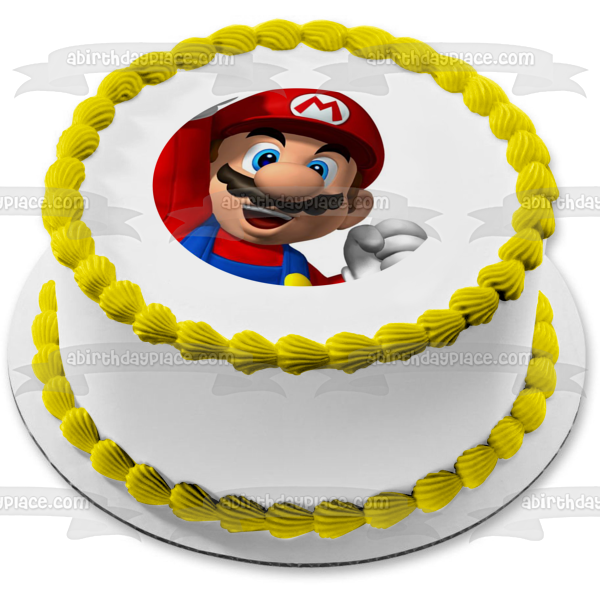 Super Mario Brothers Mario Smiling Edible Cake Topper Image ABPID13645