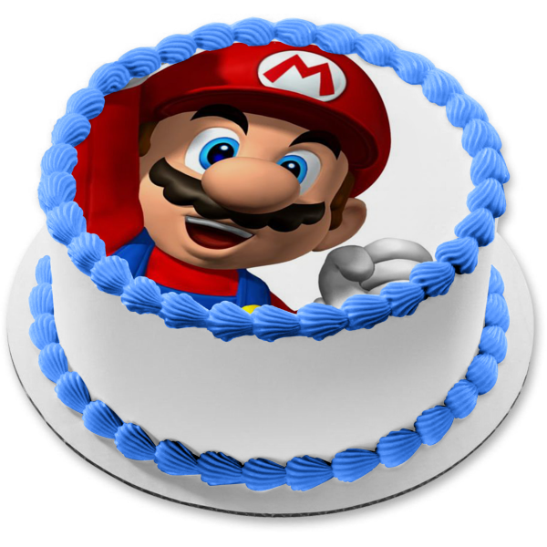 Super Mario Brothers Mario Smiling Edible Cake Topper Image ABPID13645