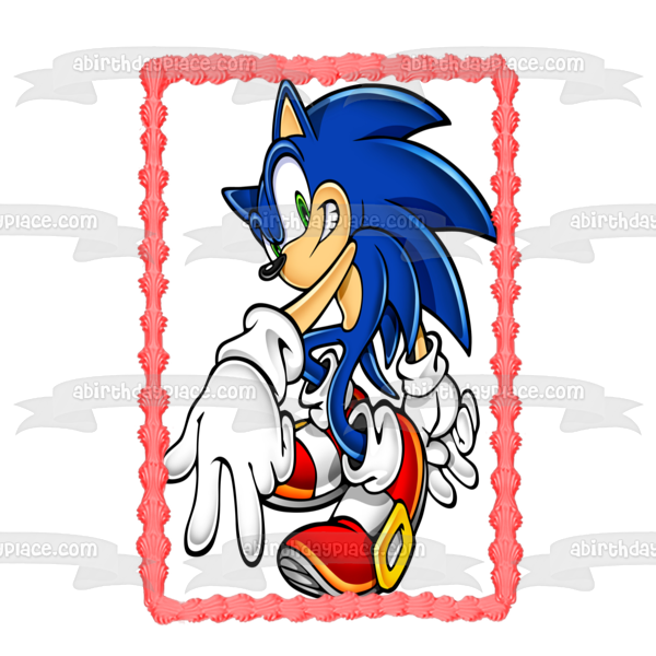 Sonic the Hedgehog Giving Peace Signs Edible Cake Topper Image ABPID13649