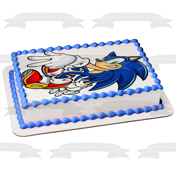 Sonic the Hedgehog Giving Peace Signs Edible Cake Topper Image ABPID13649