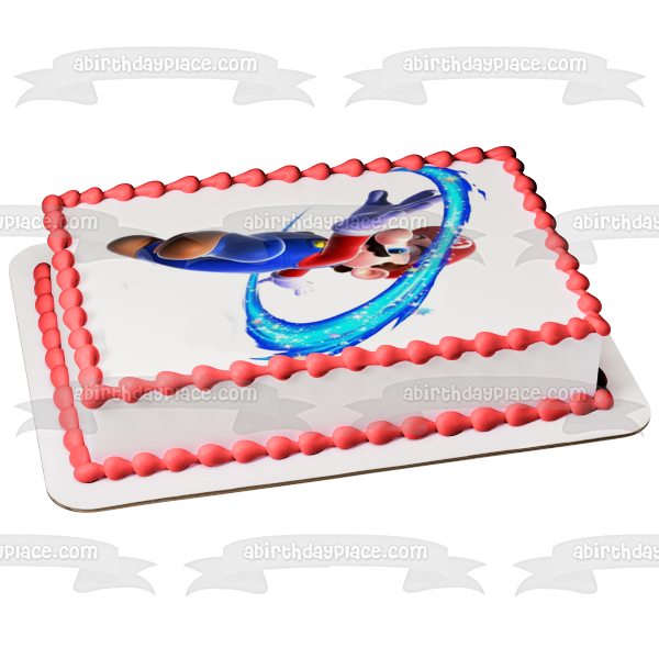 Super Mario Brothers Blue Starry Swirl Edible Cake Topper Image ABPID13650