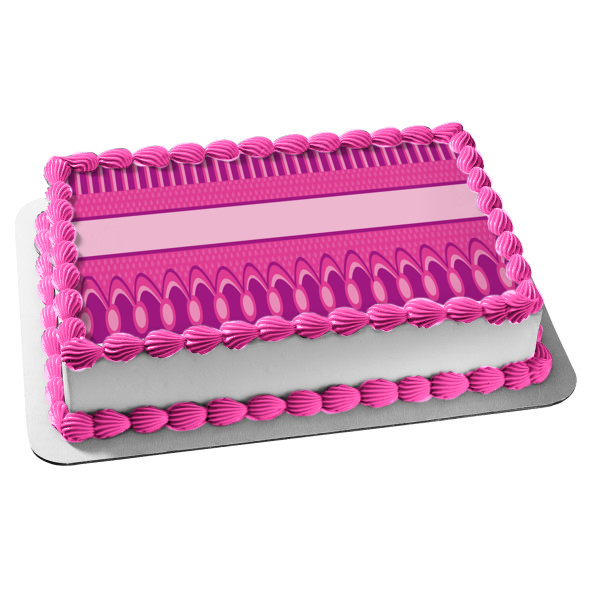 Pink and Purple Stripes and Hearts Pattern Edible Cake Topper Image ABPID13436