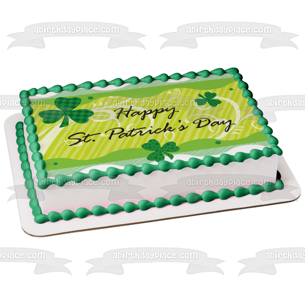 Decoración comestible para tarta con tréboles de 4 hojas del día de San Patricio, imagen ABPID13443 