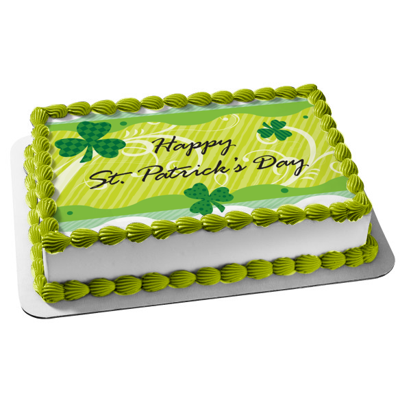 Decoración comestible para tarta con tréboles de 4 hojas del día de San Patricio, imagen ABPID13443 