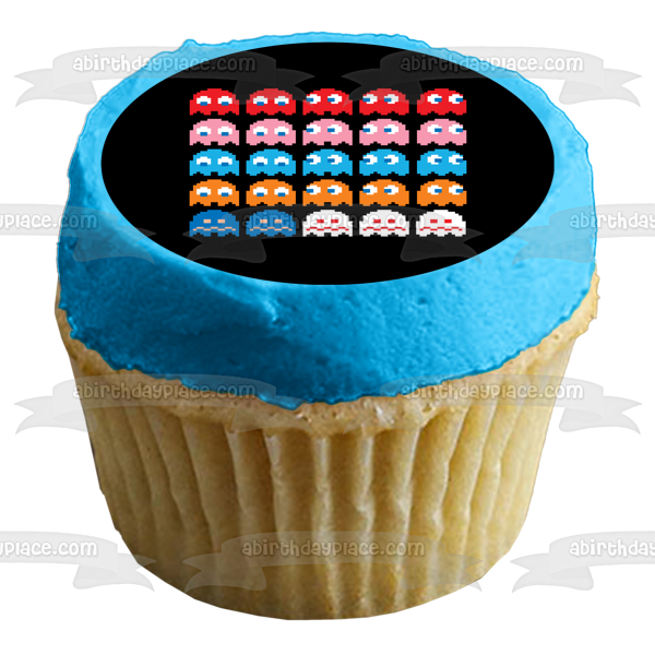 Pac-Man 30th Anniversary Ghosts Inky Pinky Blinky Clyde Edible Cake Topper Image ABPID14993