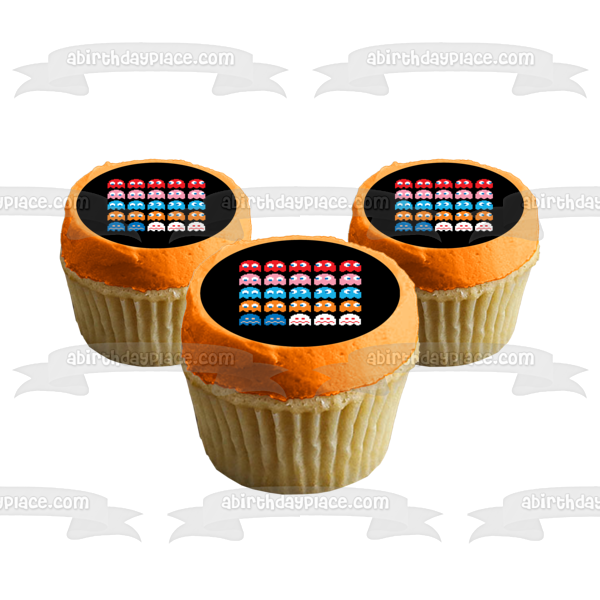 Pac-Man 30th Anniversary Ghosts Inky Pinky Blinky Clyde Edible Cake Topper Image ABPID14993