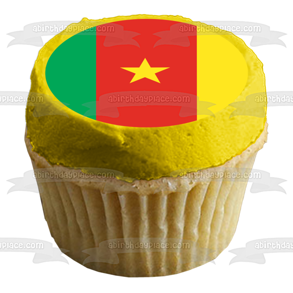 Flag of Cameroon Yellow Star Green Red Yellow Stripes Edible Cake Topper Image ABPID13447