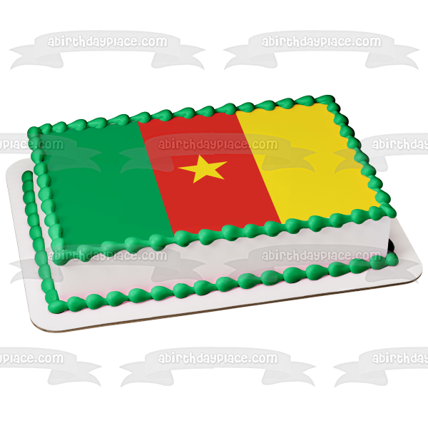 Flag of Cameroon Yellow Star Green Red Yellow Stripes Edible Cake Topper Image ABPID13447