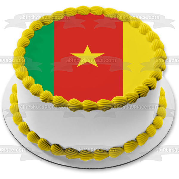 Flag of Cameroon Yellow Star Green Red Yellow Stripes Edible Cake Topper Image ABPID13447