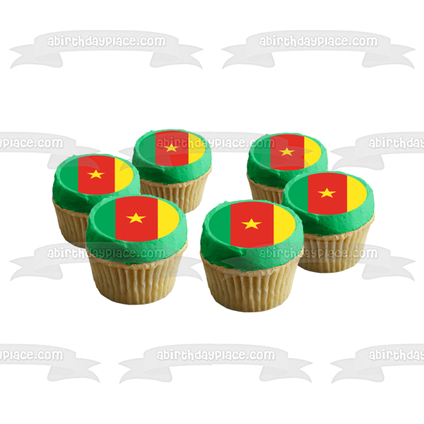 Flag of Cameroon Yellow Star Green Red Yellow Stripes Edible Cake Topper Image ABPID13447